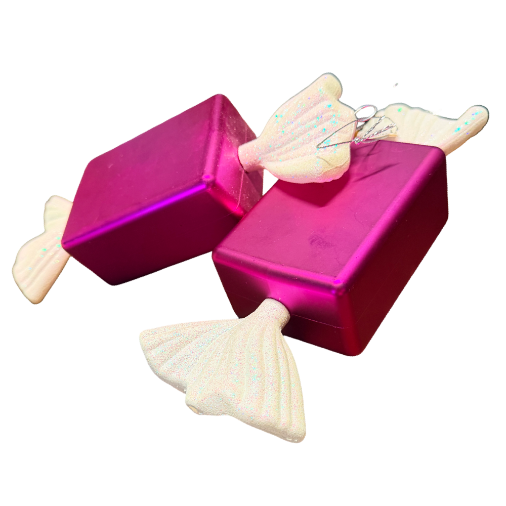 Candy Apple Fuschia White Glitter Tails - 20cm