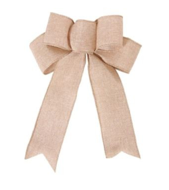 Burlap Fabric Bow - 23cm L