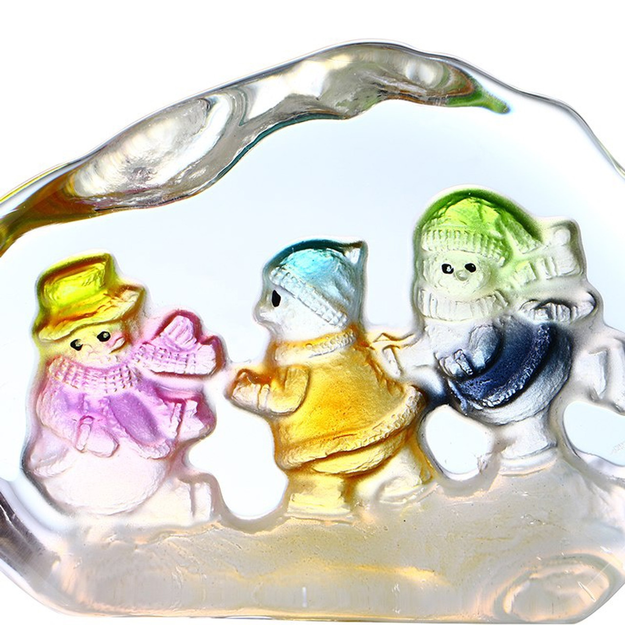 Snowman Family Crystal Paperweight