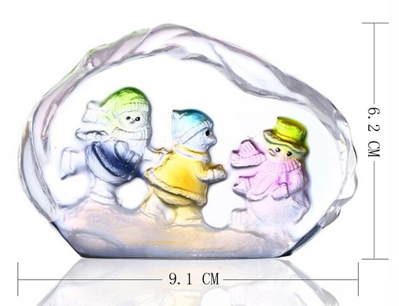 Snowman Family Crystal Paperweight