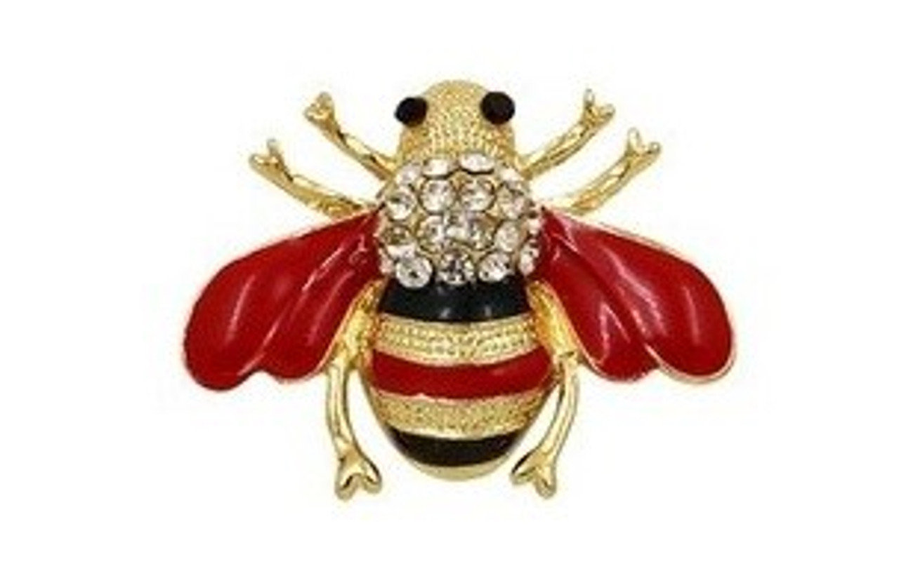 Red Winged Sparkly Bee Brooch