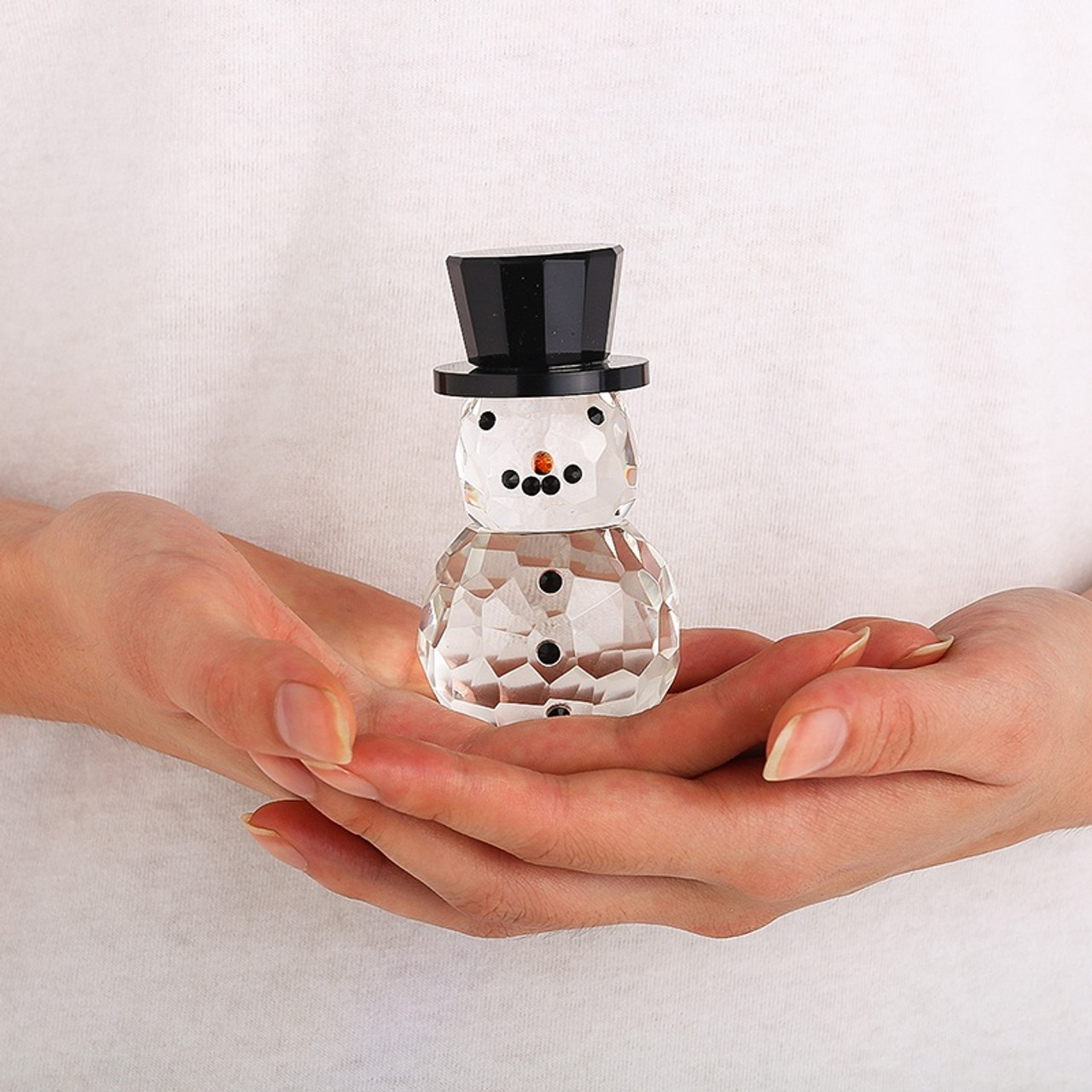 Crystal Snowman with Black Tophat