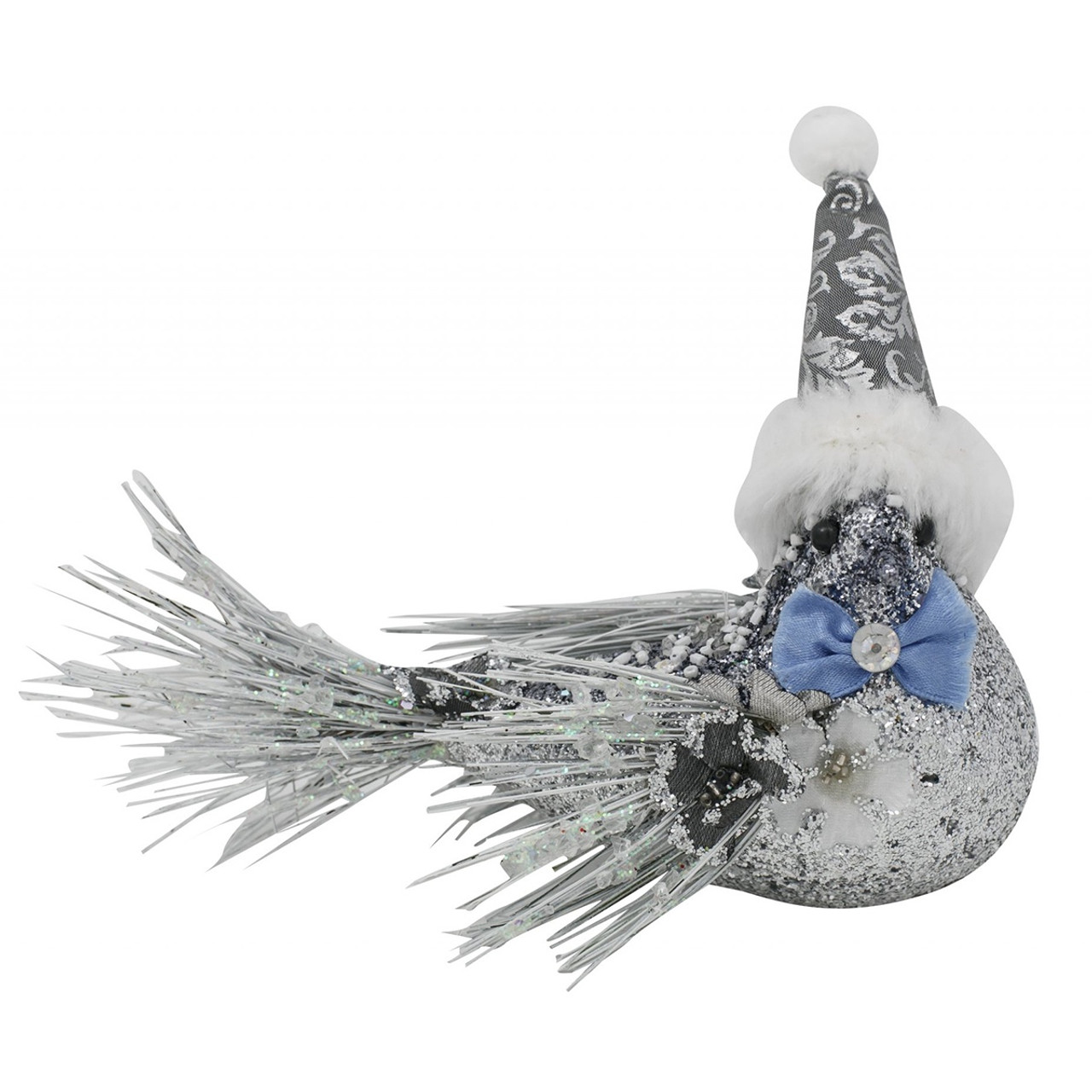 Snow Bird Clip White & Silver 17cm