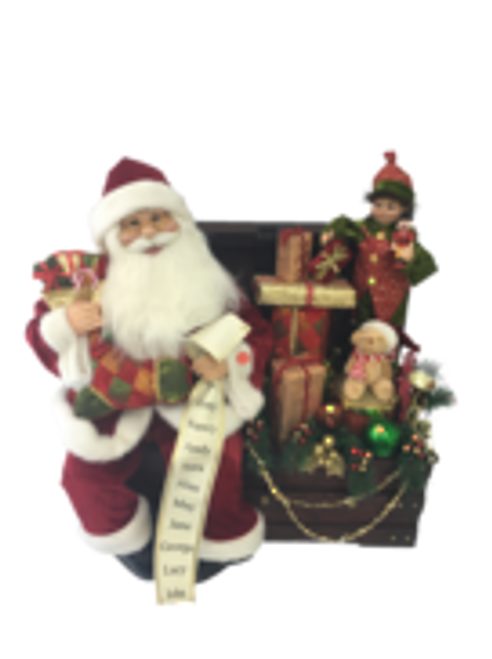 Santa & Elves in Present Chest LED (battery)