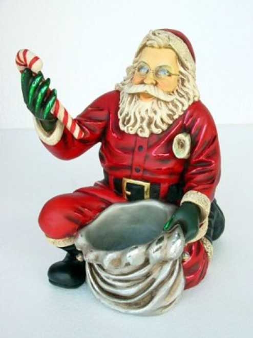 Santa Claus Kneeling w Candy Cane and Sack