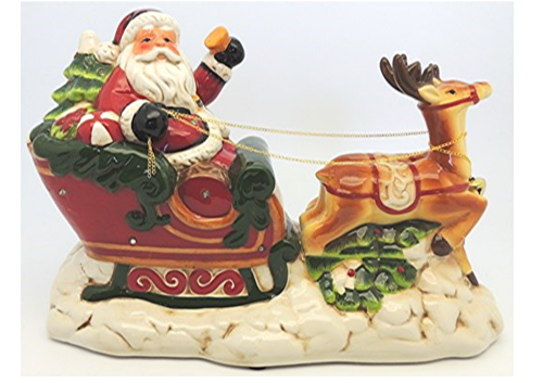 Santa in Sleigh - Ceramic LED & Musical