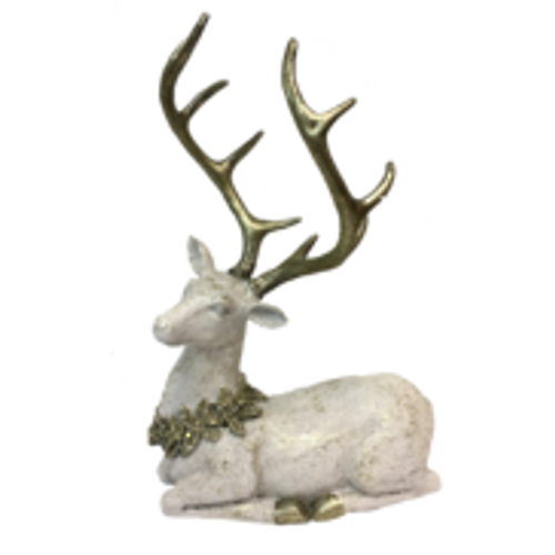 Cream/Champagne Resin Laying Deer