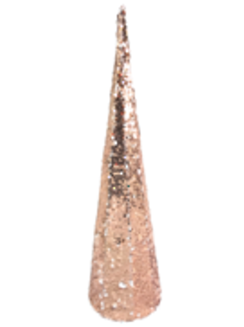 60cmh Pink and White Sequin Cone Tree