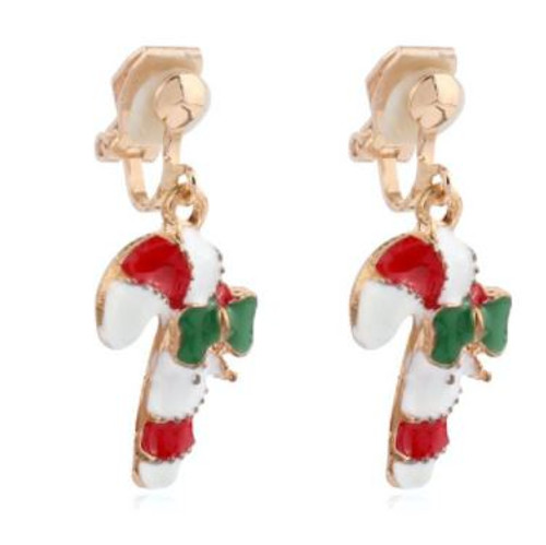 Clip On Earrings - Candy Canes