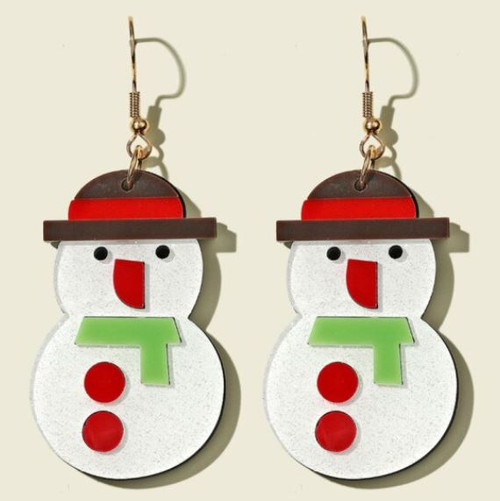 Snowman Sparkly Dangly Earrings