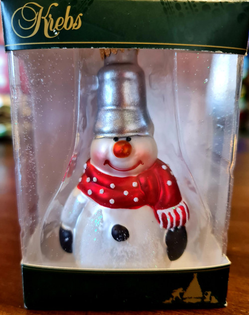 Snowman Glass Ornament in Box