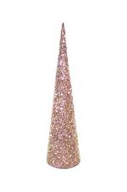 Pink/Gold Beaded Cone Tree Small 40cmL