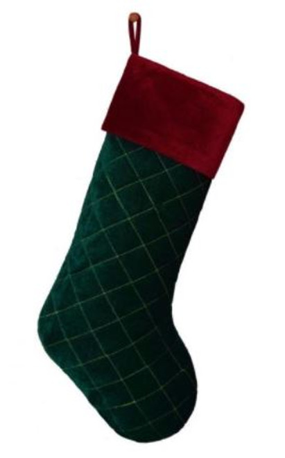 48cm Green Velvet Quilted Stocking