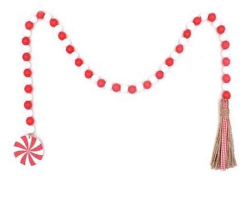 Wood Bead Garland with Peppermint