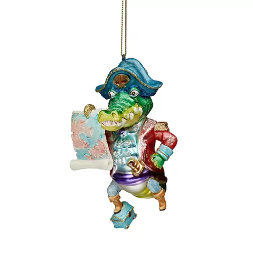 13cmH Glass Hanging Pirate Croc