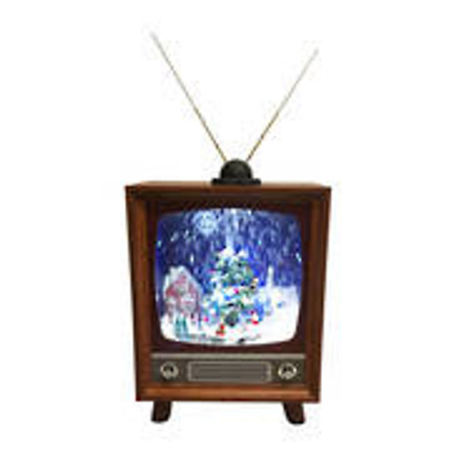 53.5cm H Snowing Retro TV