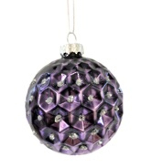 8cmd Purple Cushion Ball with Silver Glitter