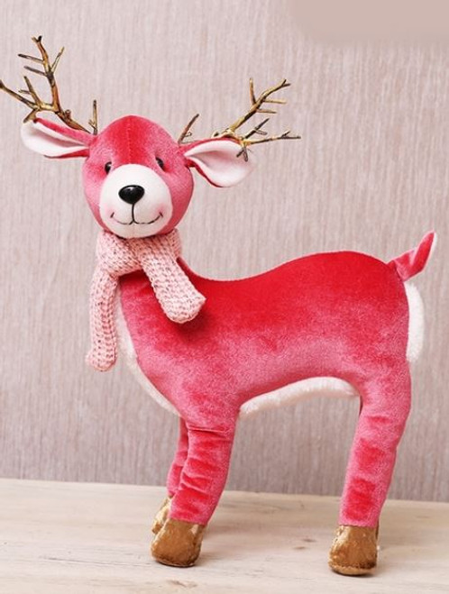 Pink Standing Reindeer 40x30cm