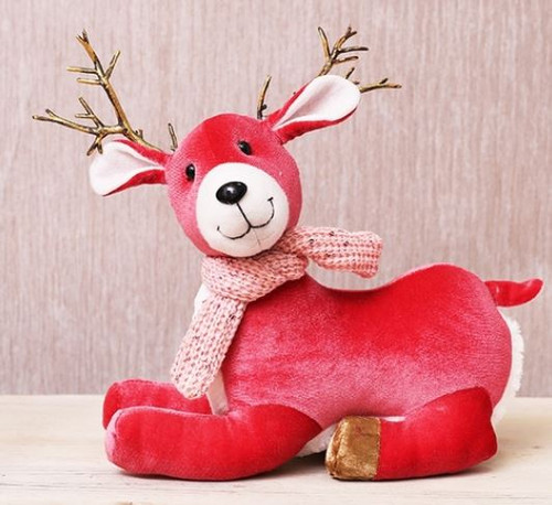 Pink Sitting Reindeer 28cmH x 27cmL