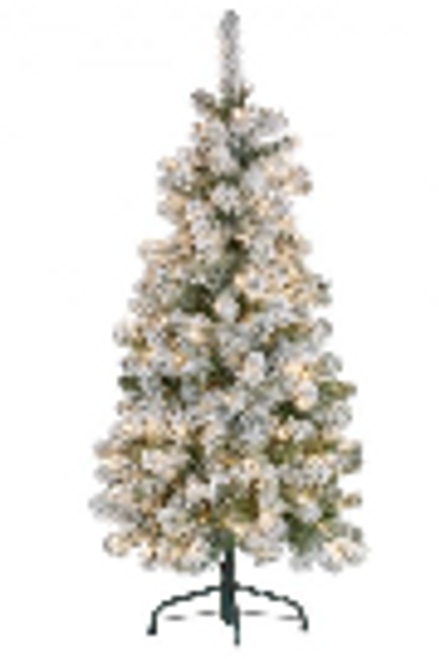 4.5ft Slim Xmas Tree with Snow & Lights
