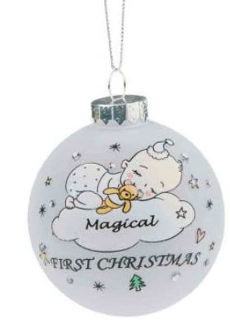 8cm Blue Baby’s 1st Christmas Bauble
