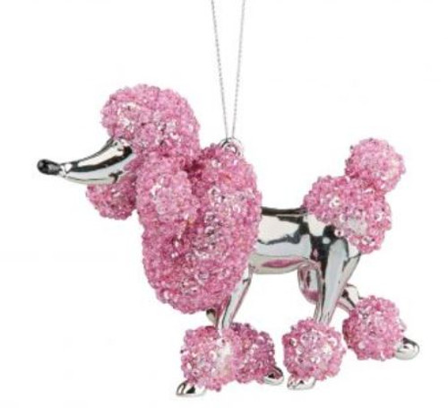 12cmL Pink Poodle Hanging Christmas Decoration