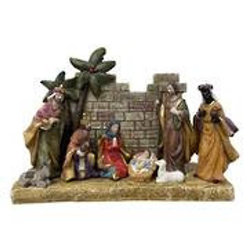 Nativity in front of Grey Stone Wall