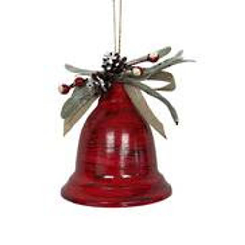Red Bell with Rustic Bouquet Hanger - 13cmH