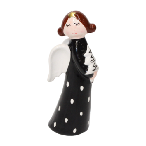 Ceramic Angel with White Wings - 14cmH
