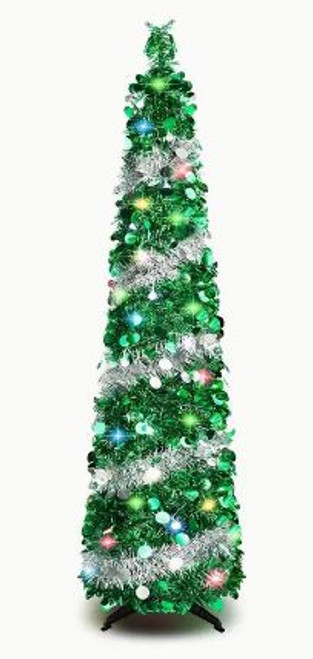 Pop-up Xmas Tree - Green & Silver - 150cm