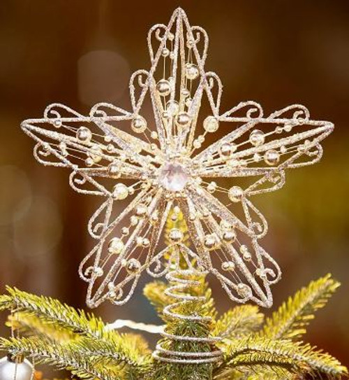 Gold Wire Beaded Star Tree Topper