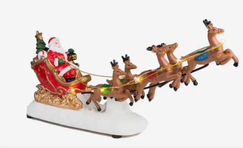 Santa's Sleigh and 5 Reindeer - LEDs & Music