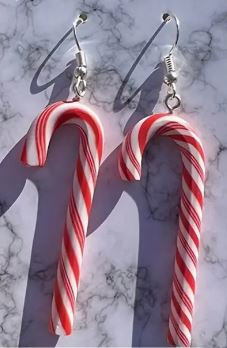Candy Cane Earrings - 5cmL