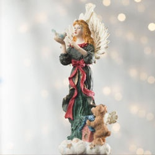Heavenly Dove and Bear Angel Figurine
