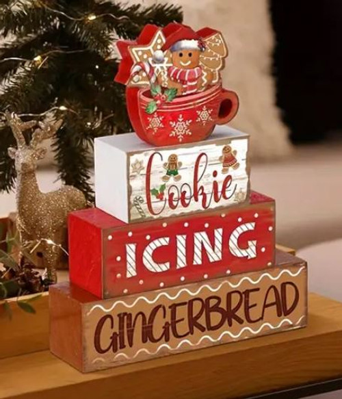 Gingerbread Wooden 4 piece Table Accent