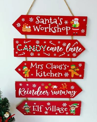 Vintage Santa's Workshop Hanging Sign