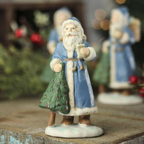 Ceramic Santa Blue with Xmas Tree & List