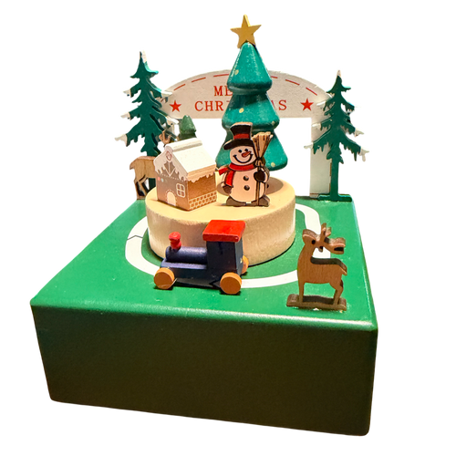 Wooden Xmas Train Music Box