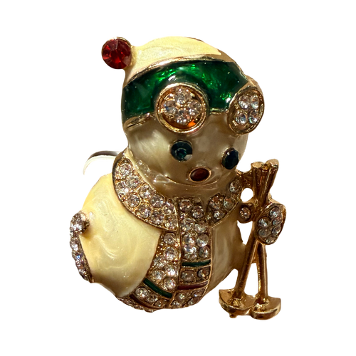 Snowman with Skis Brooch