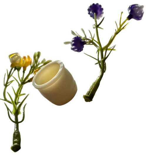 Miniature Flower Pot with 2 Plant Stems