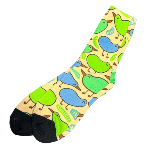 Blue/Cream/Green Kiwi Socks - OSFM