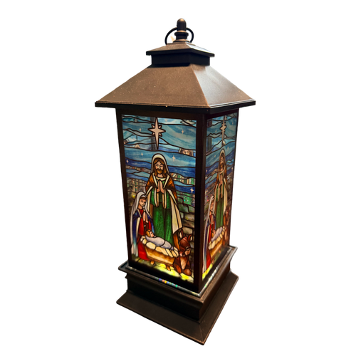 Moving Globe - Stained Glass Nativity Scene