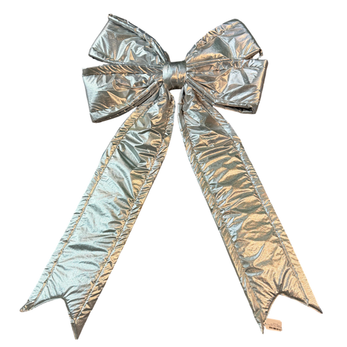 Large Padded 'Mylar' Silver Bow - 60x90cm w long tails