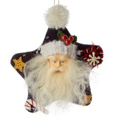 Navy Blue Plush Santa Star Hanger