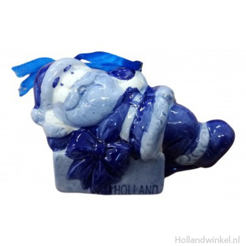 Delft Blue "Santa Lying Down" Ornament