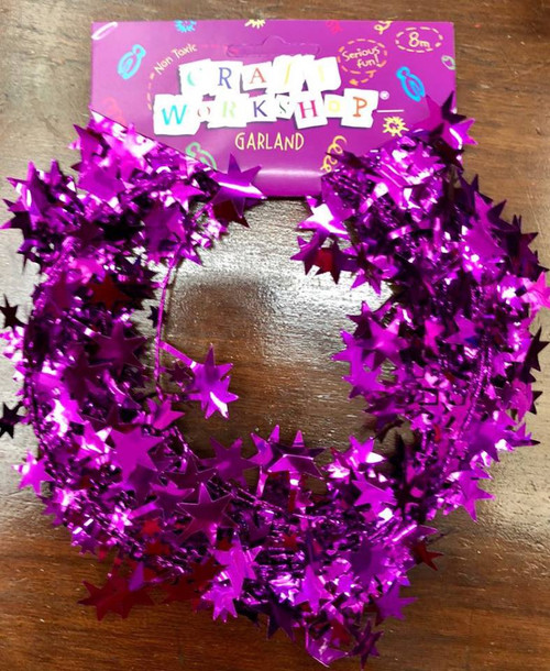 Wire Star Garland Purple 8m