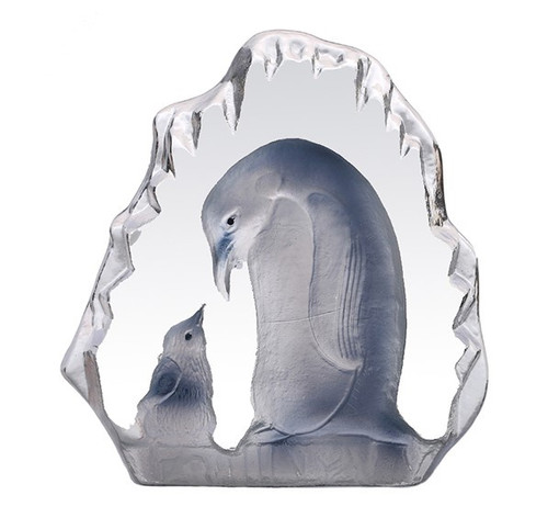 Penguin Mum & Baby Crystal Paperweight