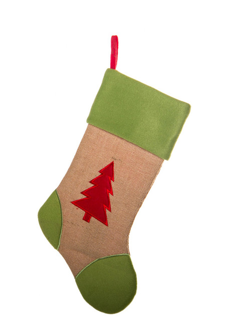 Burlap Red Tree Stocking 46cm L