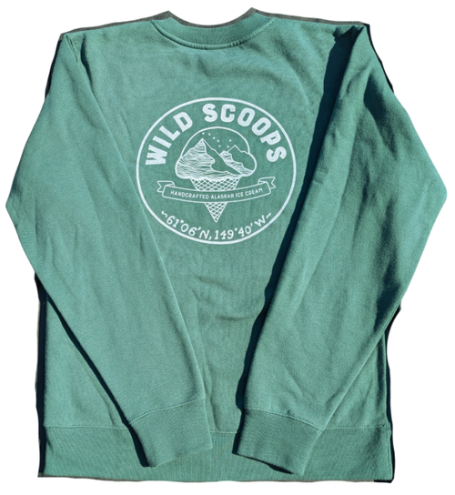 Back! Represent Anchorage with our iconic Wild Scoops logo featuring the coordinates of our shop.