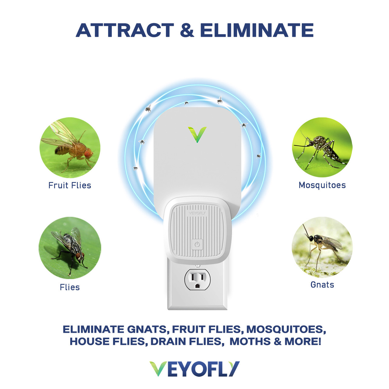 VF02-Black VEYOFLY Fly Trap, Plug in Flying Insect Trap, Fruit Fly